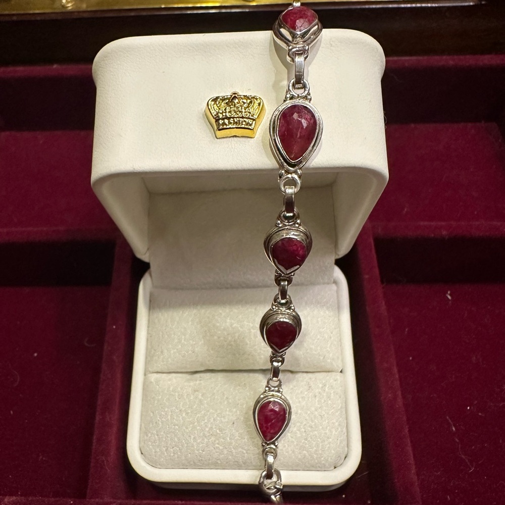 Ruby Teardrop Bracelet in Sterling Silver